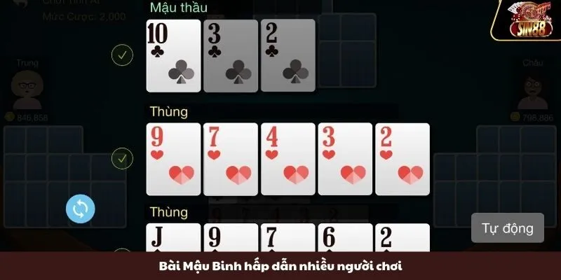 Bài Mậu Binh hấp dẫn nhiều người chơi